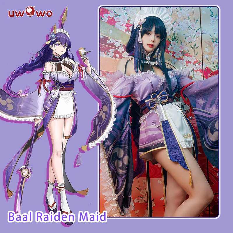 【In Stock】Exclusive Uwowo Genshin Impact Fanart Baal Raiden Shogun Maid Dress Cosplay Costume