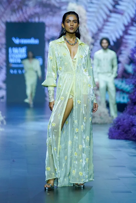 Cool matcha embroidered dress set