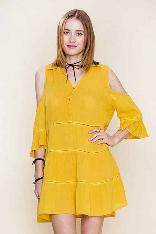 Cold Shoulder Button Down Dress