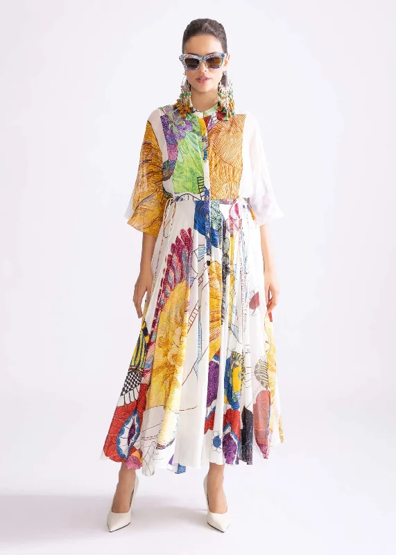 Meagen tribal print midi flared dress