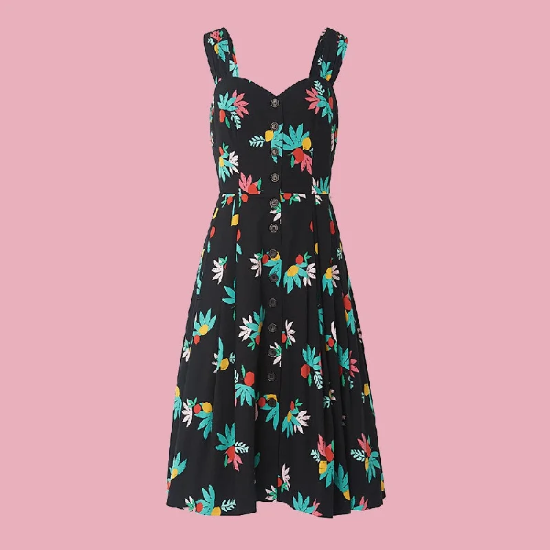 Emily & Fin Jenny Black Summer Fruits Dress - EXTRA-SMALL