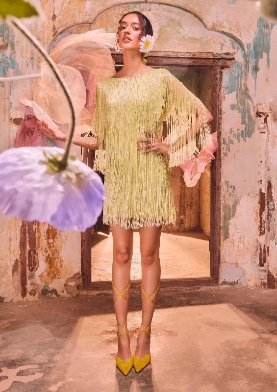 Lime green fringe dress