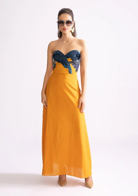 Hazel mango strapless dress