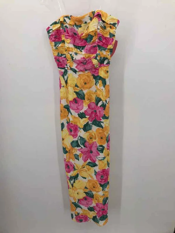 Pre-Owned WAYF Yellow Size XS Floral Maxi Strapless Dress