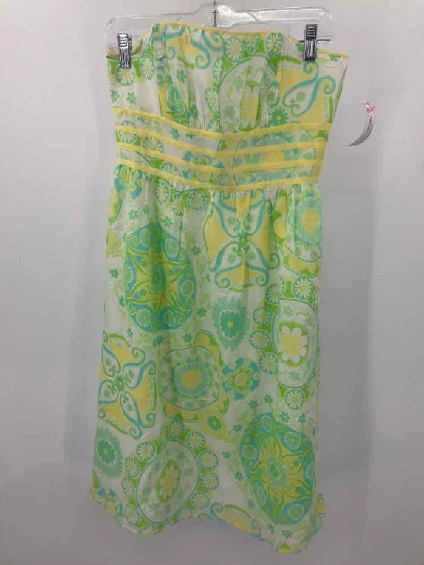Pre-Owned Lilly Pulitzer White Size 8 Vintage Knee Length Strapless Dress
