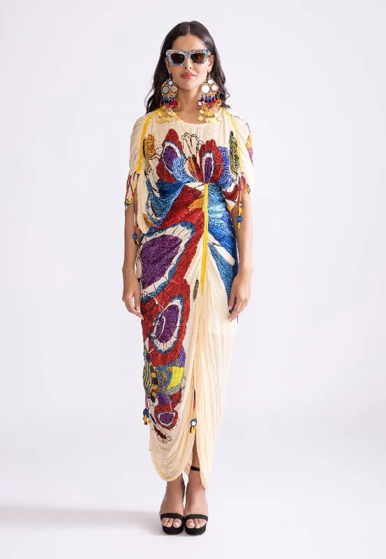 Zia tribal printed pleat kaftan dress