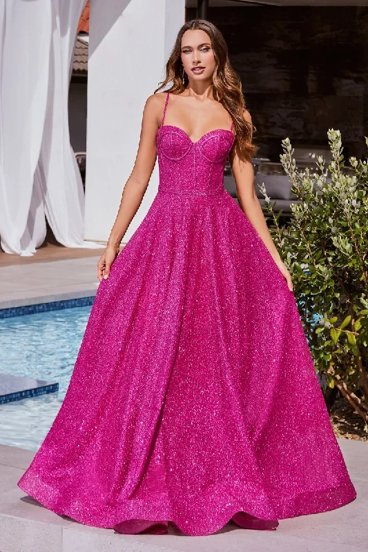 Glitter A-Line Sweetheart Open Back Long Prom Dress CDCDS483