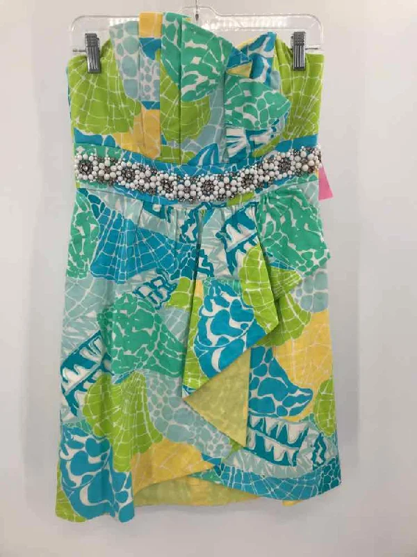Pre-Owned Lilly Pulitzer Blue Size 8 Short Strapless Dress