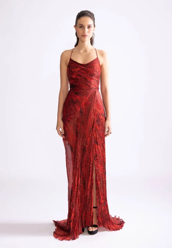 Remi red pleat dress