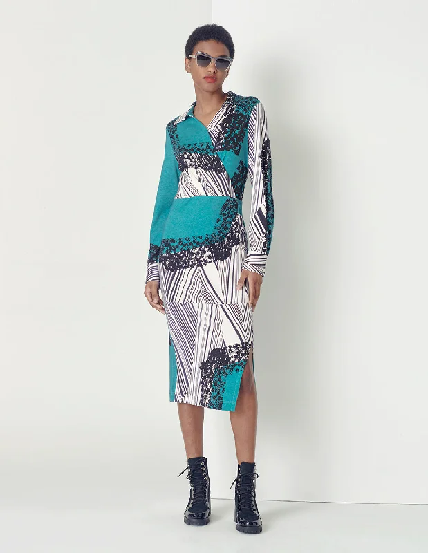 MARYLING BLACK AND WHITE PATTERN DRESS