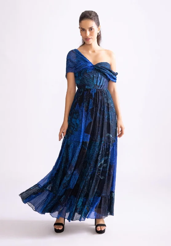 Freya blue tiered effect dress