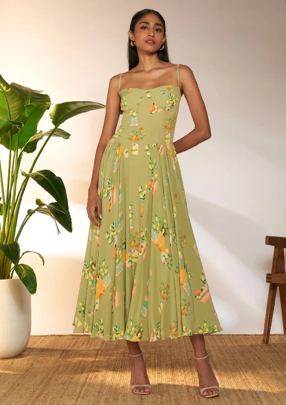 Olive green tangy tango corset dress