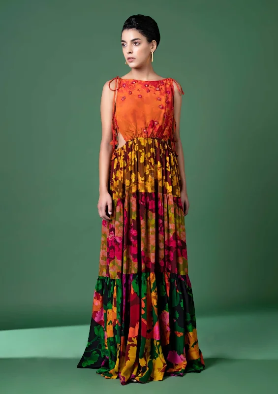 Arcadia print tier dress