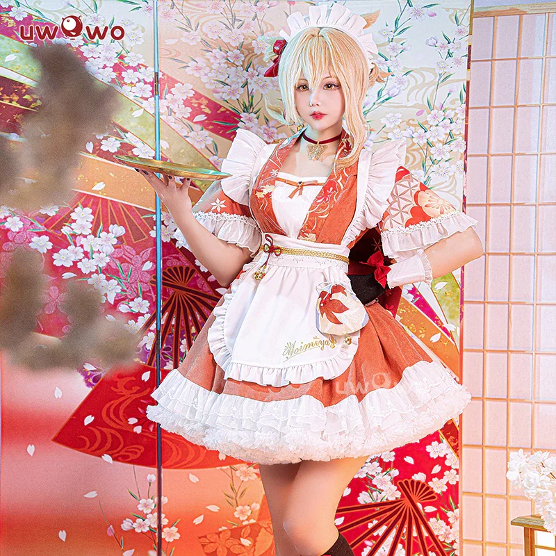 【In Stock】Uwowo Genshin Impact Fanart Costume Yoimiya Maid Dress Cosplay Costume