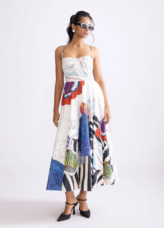 Marilyn ivory tribal printed dress