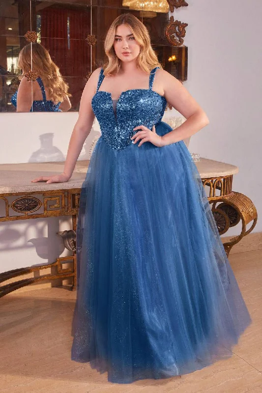 Strapless A-Line Embellished Bodice Plus Size Long Prom Dress CDCD0217C
