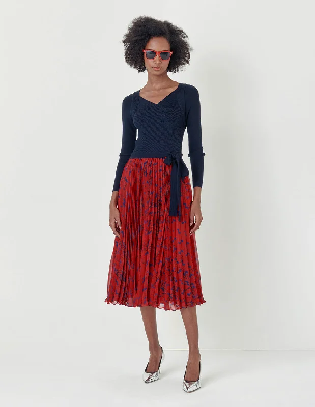 MARYLING elegant and beautiful red geometric print dress