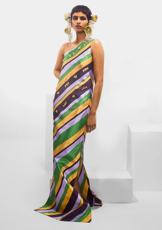 Multicolor taffy candy stripe dress