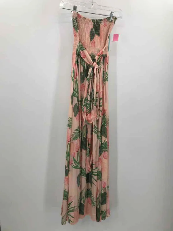 Pre-Owned Shore Pink Size Large Maxi Strapless Dress