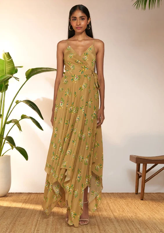 Tan lemon frenzy handkerchief dress