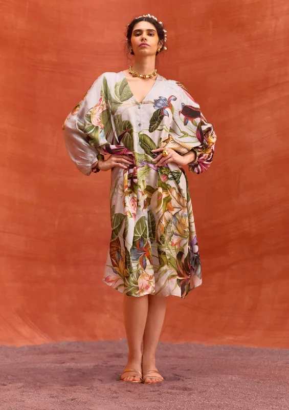 Elara slate gray kaftan dress