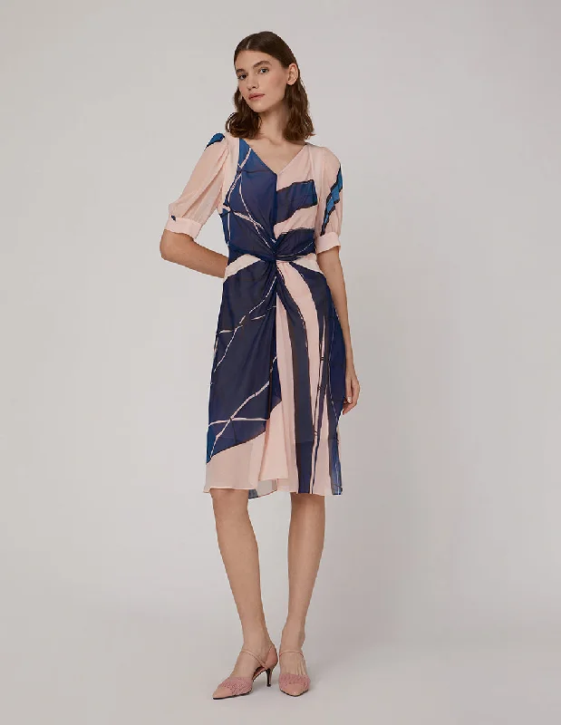 MARYLING Pink V-neck fishtail dress