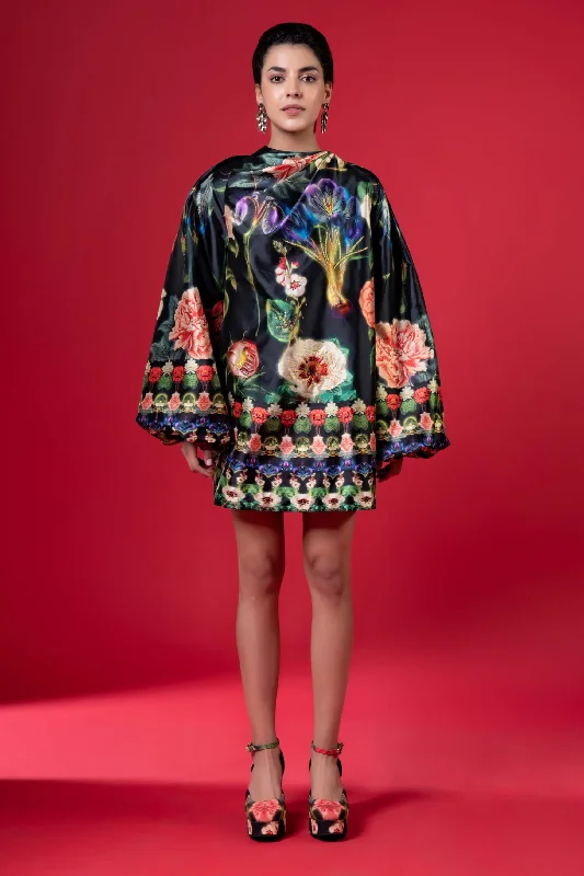 Night bloom embroidered dress