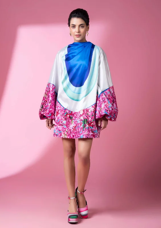 Blue murano glass art embroidered dress