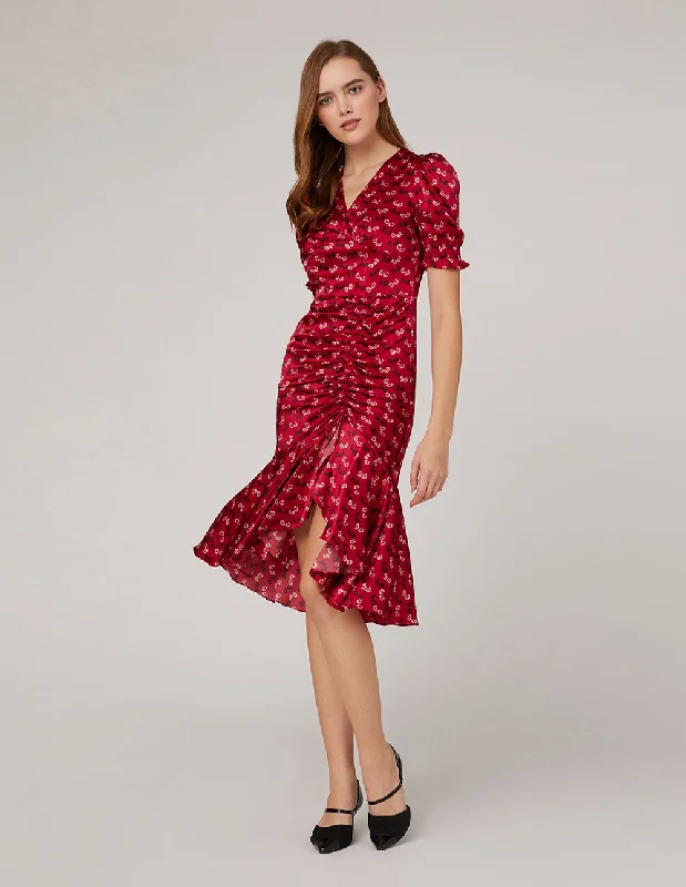 MARYLING V-Neck Pleated Dress