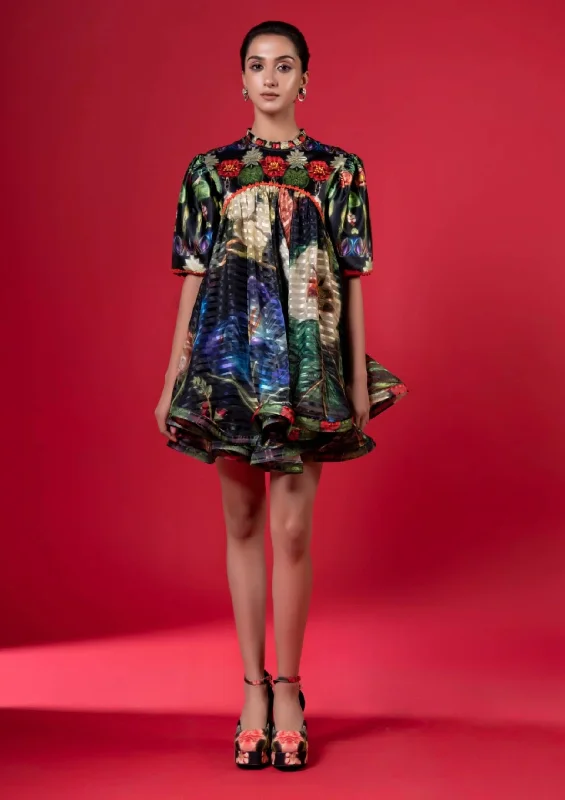 Night bloom embroidered doll dress