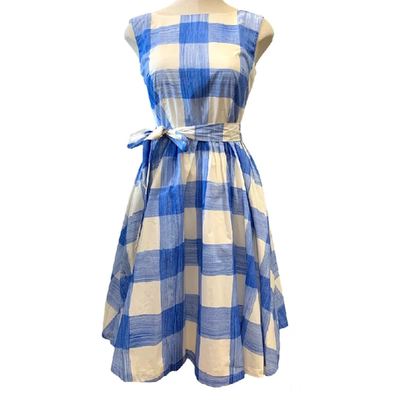 Origami Doll Spring Blooming Dress - Blue Plaid - 6