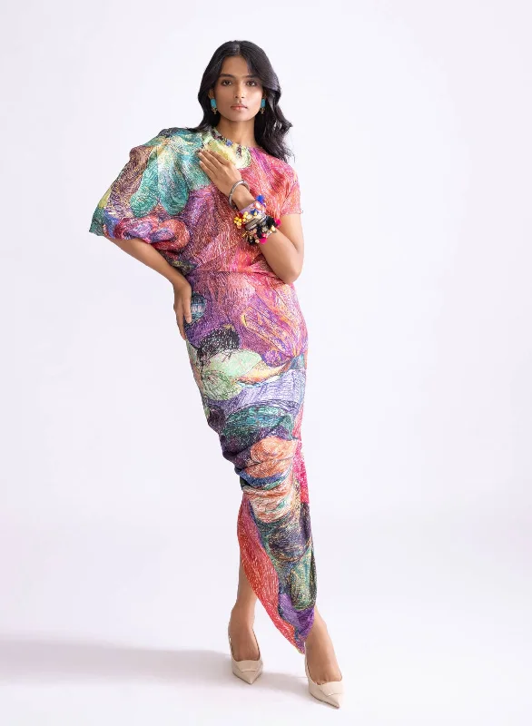 Kai printed kaftan style dress