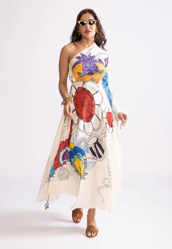 Alana asymmetric kaftan dress