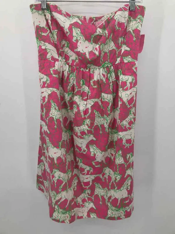 Pre-Owned Lilly Pulitzer Pink Size 10 Knee Length Strapless Dress