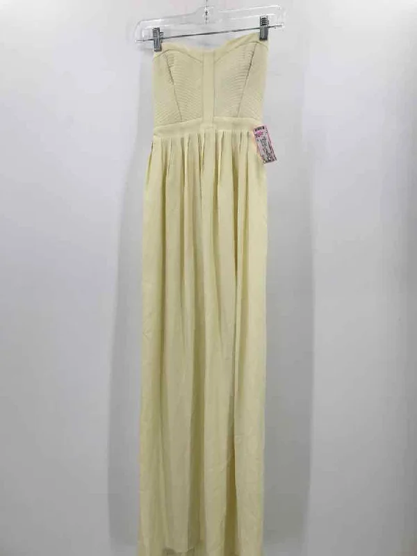 Pre-Owned Parker Yellow Size XS Maxi Strapless Dress