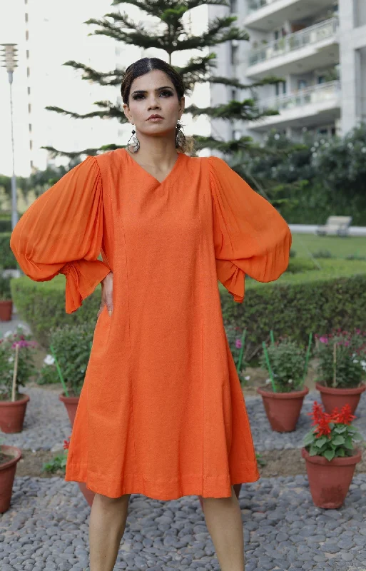 A-line dress in cotton linen