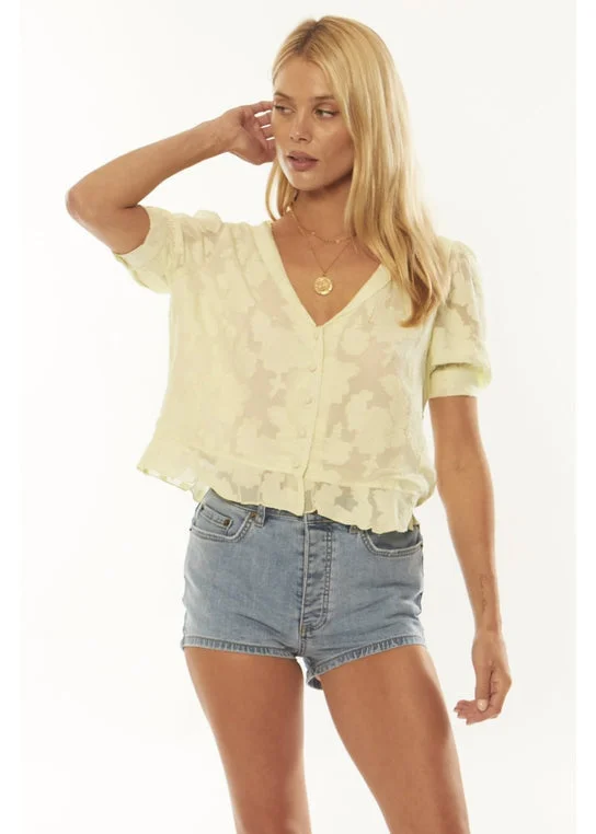 Amuse Ireland Woven Shirt-Honeydew Relaxed Button-Down Short Shirt