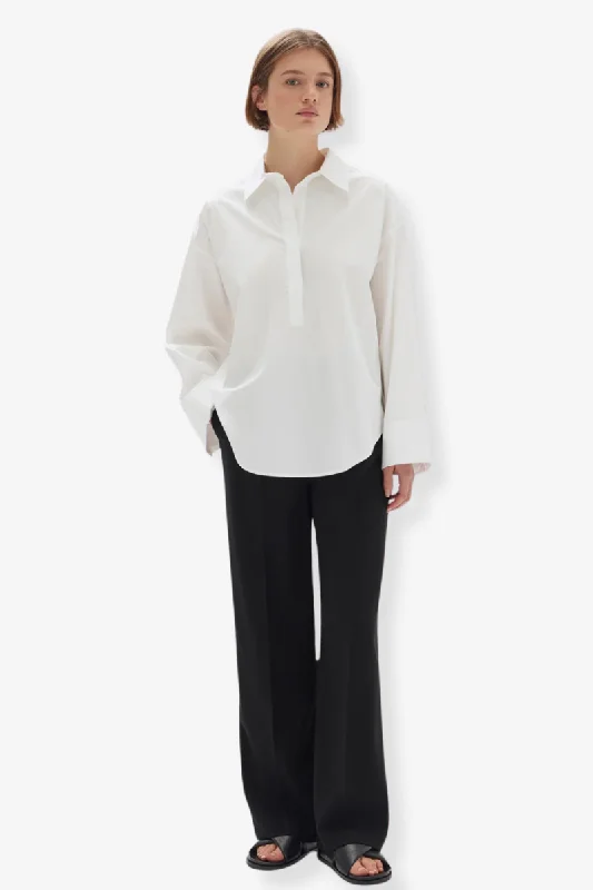 Assembly Label - Veronica Poplin Shirt - White Modern Short Sleeve Top