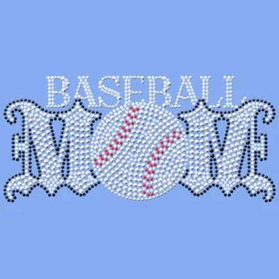 Baseball Mom - Rhinestones & Black Nailheads T Shirt Soft Silk Short Sleeve