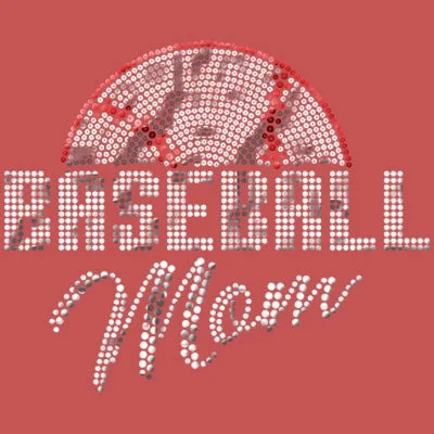 Baseball Mom - Sequins T Shirt Trendy Floral Short Sleeve