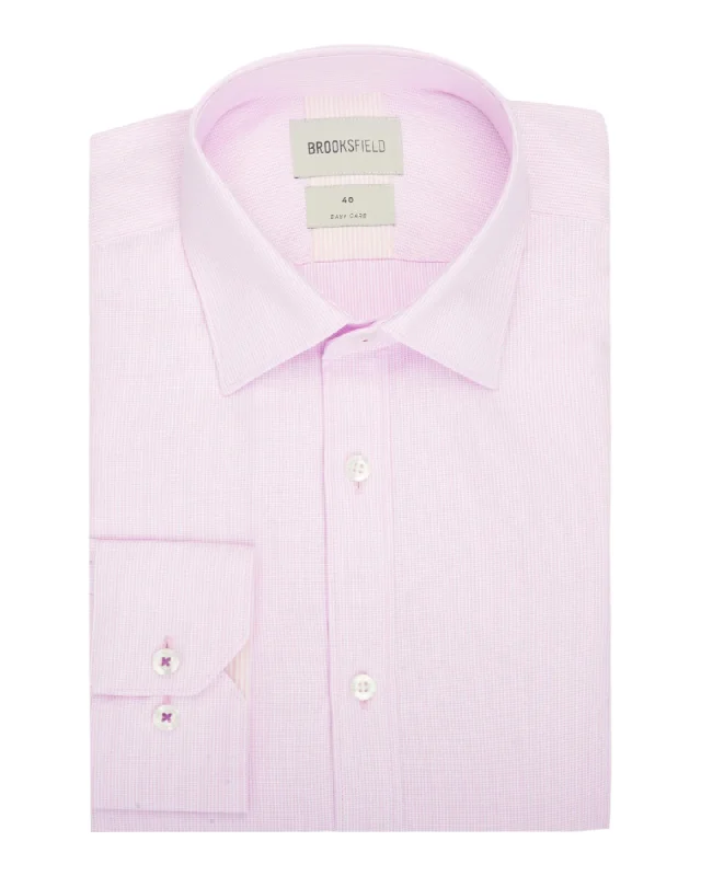 Brooksfield - Textured Plain Shirt - Lilac Trendy Floral Short Sleeve