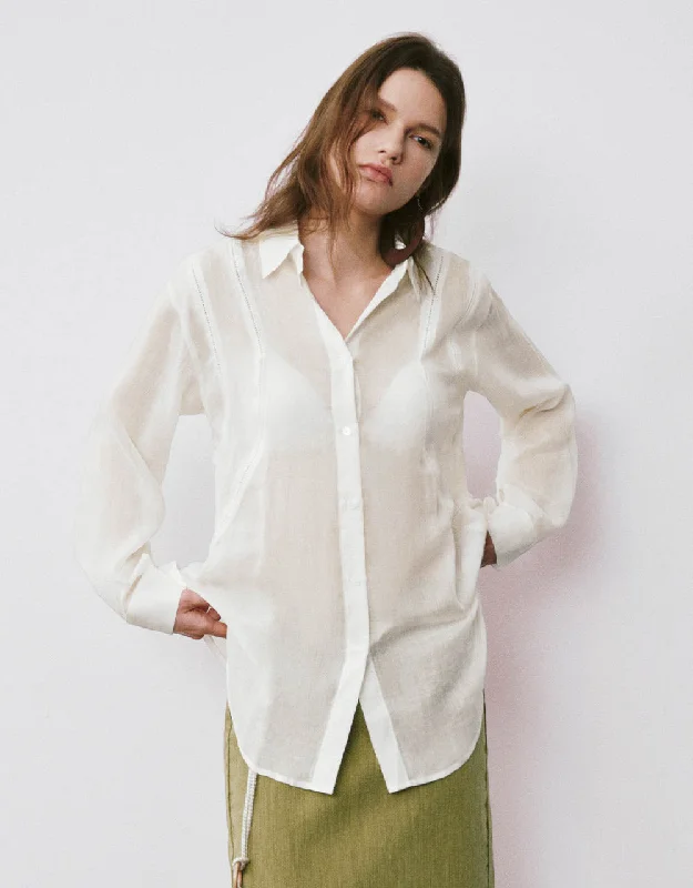 Button Up Straight Shirt Classic Cropped Short Sleeve