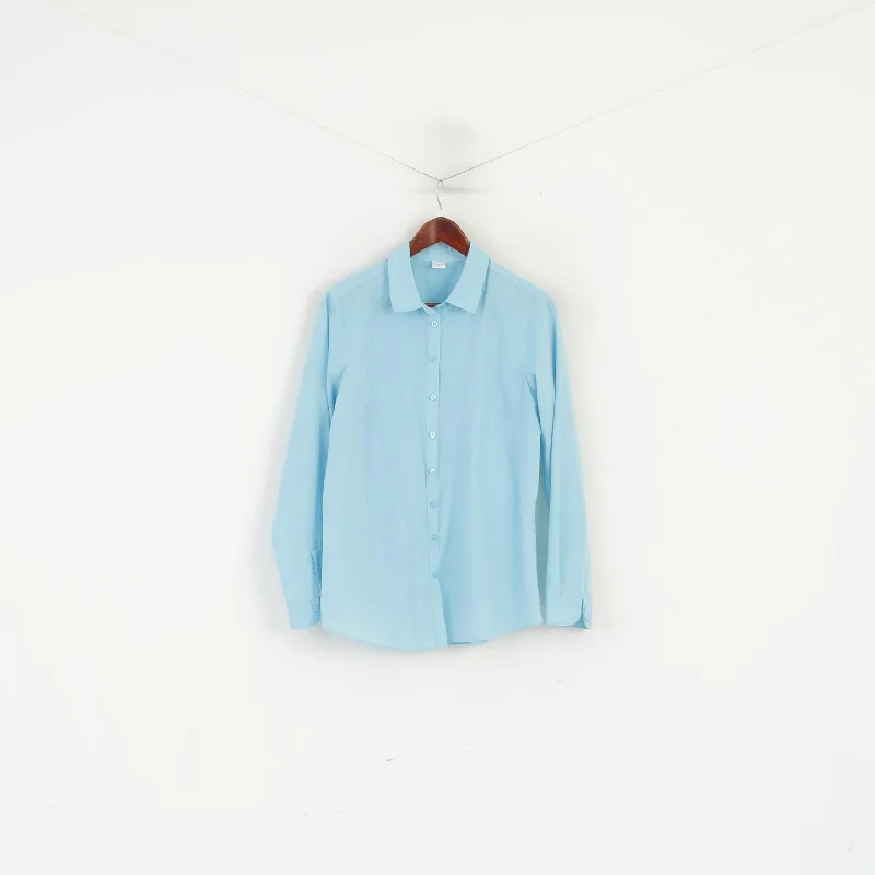 Cotton Traders Women 16 XL Casual Shirt Turquoise Aqua Cotton Plain Long Sleeve Top Elegant Silk Short Shirt Cotton Traders Women 16 XL Casual Shirt Turquoise Aqua Cotton Plain Long Sleeve Top Elegant Silk Short Shirt
