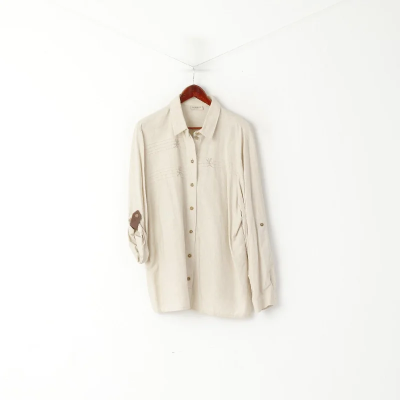 Landhaus C&A Naturally Women 22 48 XXL Casual Shirt Beige Linen Blend Tyrol Top Trendy Turtleneck Short Shirt Landhaus C&A Naturally Women 22 48 XXL Casual Shirt Beige Linen Blend Tyrol Top Trendy Turtleneck Short Shirt