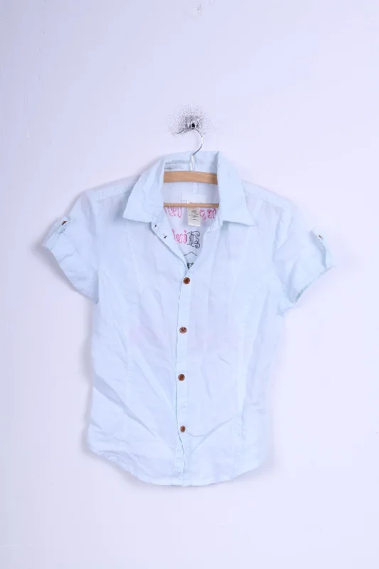 Diesel Womens M (XS) Casual Shirt Mint Linen Embroidered Back Classic Short Sleeve Tunic Diesel Womens M (XS) Casual Shirt Mint Linen Embroidered Back Classic Short Sleeve Tunic