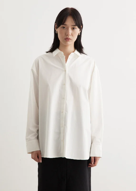 Cotton Poplin Shirt Relaxed Cotton Short Blouse