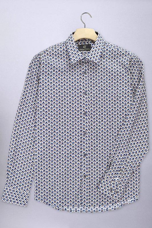 Cutler & Co - Blake Shirt - Cornflower Print Soft Cotton Short Tee