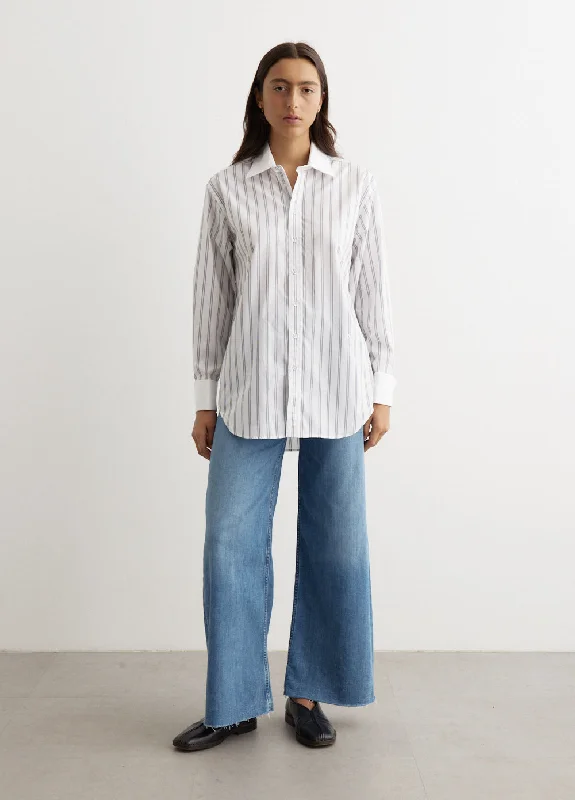Diana Stripe Shirt Cozy Printed Short Shirt