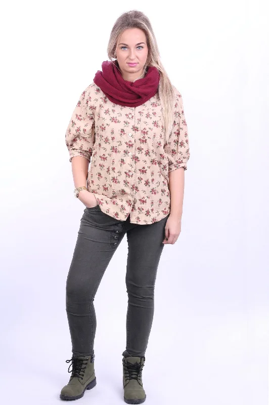 Dorothy Perkins Womens 14 XL Casual Shirt Beige Short Sleeve Flowers Print Corduroy Trendy Short Sleeve Tunic Dorothy Perkins Womens 14 XL Casual Shirt Beige Short Sleeve Flowers Print Corduroy Trendy Short Sleeve Tunic