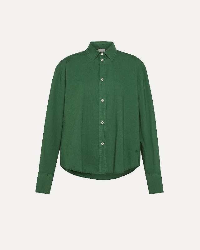 ESSENTIAL SHIRT / MALACHITE Trendy Tie-Front Short Shirt